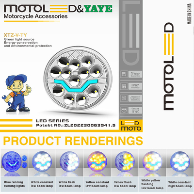 YYXTZ-V-TY LED Dual Color GN125 Motorcycle Headlight with 3030SMD Lamp Bead Chip