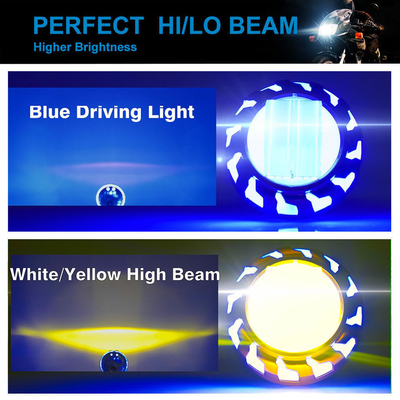 20W 2000LM Motorcycle DRL Headlight White Yellow Light Blue DC12V