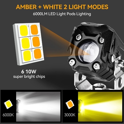Long Life YAYE Motorcycle Led Driving Fog Lights 60W Amber And White Projector Lights