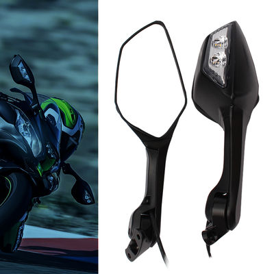 High Quality Black Universal Rearviews Motorcycles Side View Mirror With LED Turn Light Signals